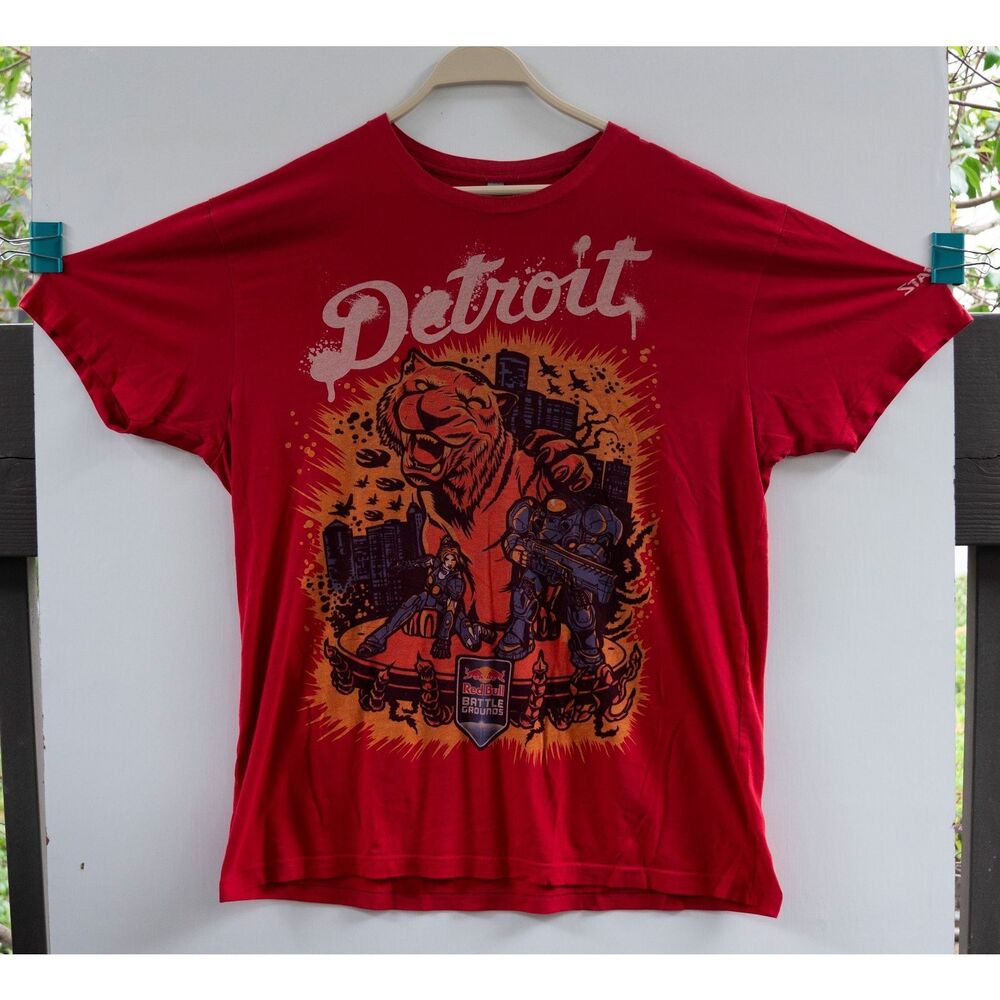 2014 Red Bull Battle Grounds StarCraft 2 Tournament Men's T-Shirt Red Size‎ XL